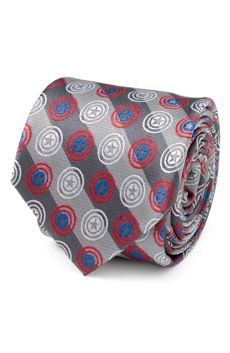 Cufflinks, Inc. Captain America Shield Stripe Tie, Alternate, color, Gray