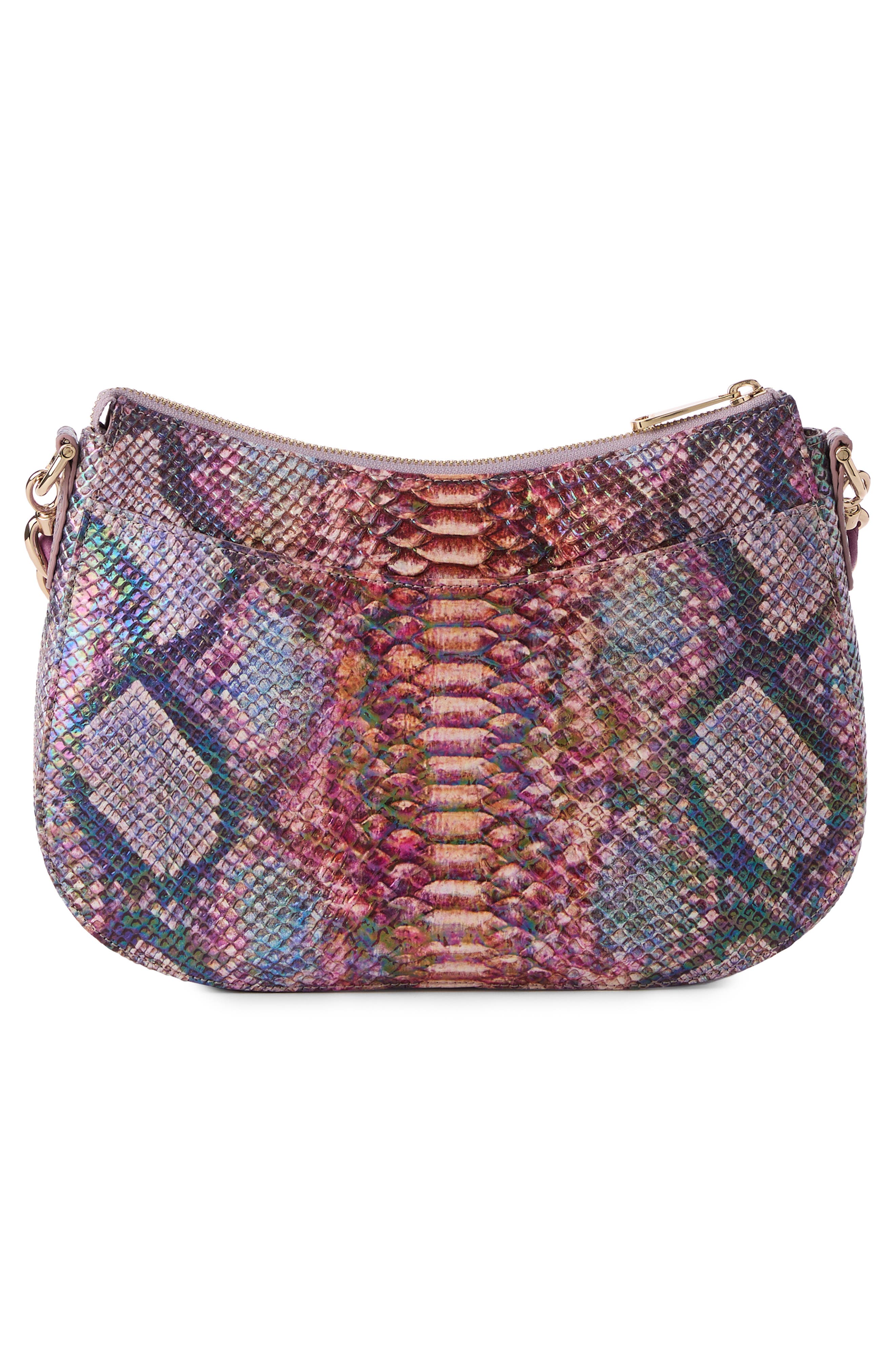 Brahmin Mod Shayna Croc Embossed Leather Shoulder Bag, Alternate, color, Dewberry