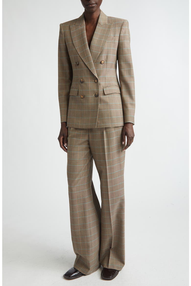 Plaid Double Breasted Blazer, Alternate, color, MULTICOL ON BEIGE BASE