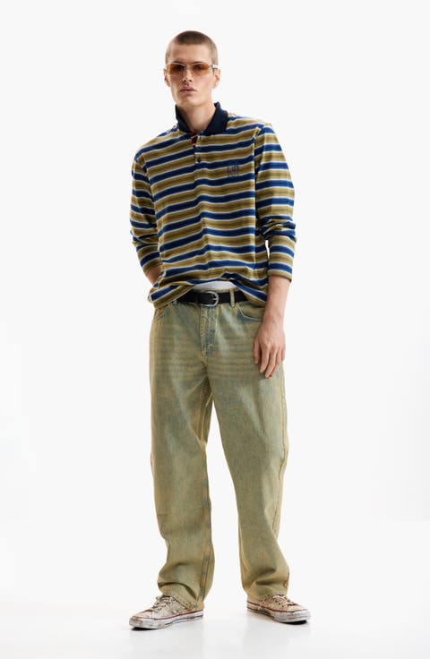 Striped Long Sleeve Polo