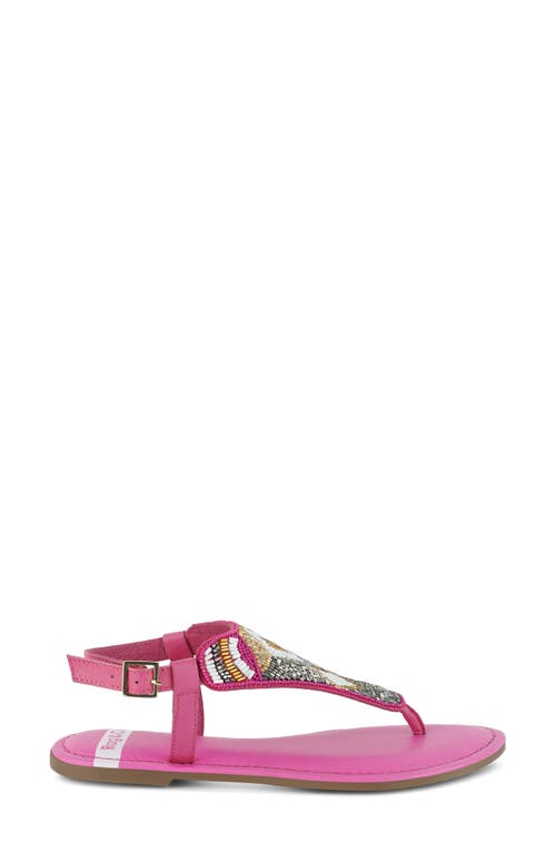 Rag & Co Women's Pink / Purple Chitra Pin Buckle Beaded Flat Sandals In Fuchsia In Fushia