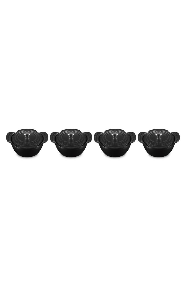 Le Creuset Gourmand Set of 4 1/3-Quart Enamel Cast Iron Cocotte with Lid, Alternate, color, Matte Black