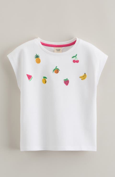 Kids' Fruit Embroidered Cotton T-Shirt (Toddler, Little Kid & Big Kid)