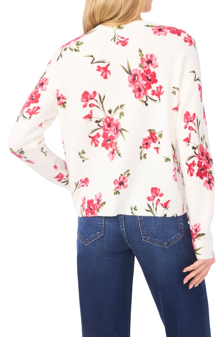 Floral Long Sleeve Crewneck Sweater, Alternate, color, NEW IVORY