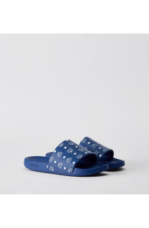 Men's Monogram Print Rubber Slides