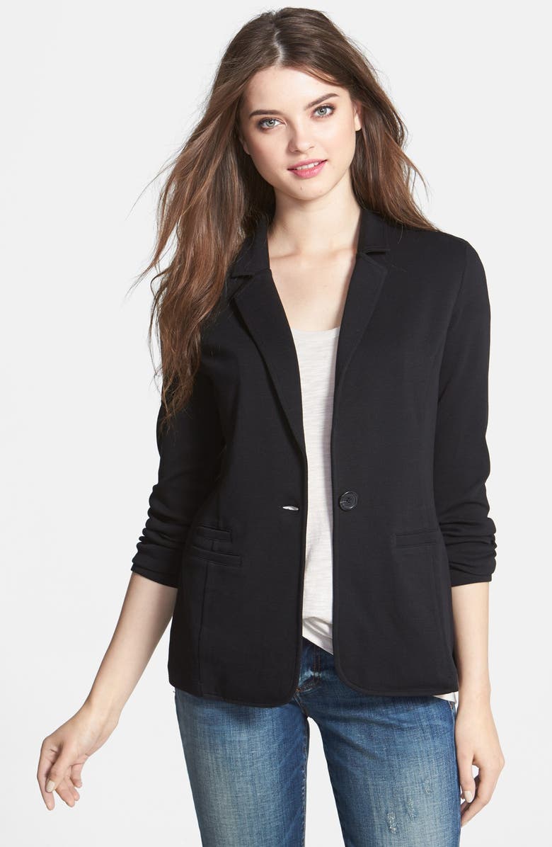 Caslon<sup>®</sup> Roll Sleeve Knit Blazer, Main, color, 