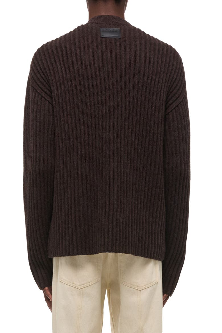 Zephir Oversize Ribbed Wool Blend Cardigan, Alternate, color, DARK BROWN