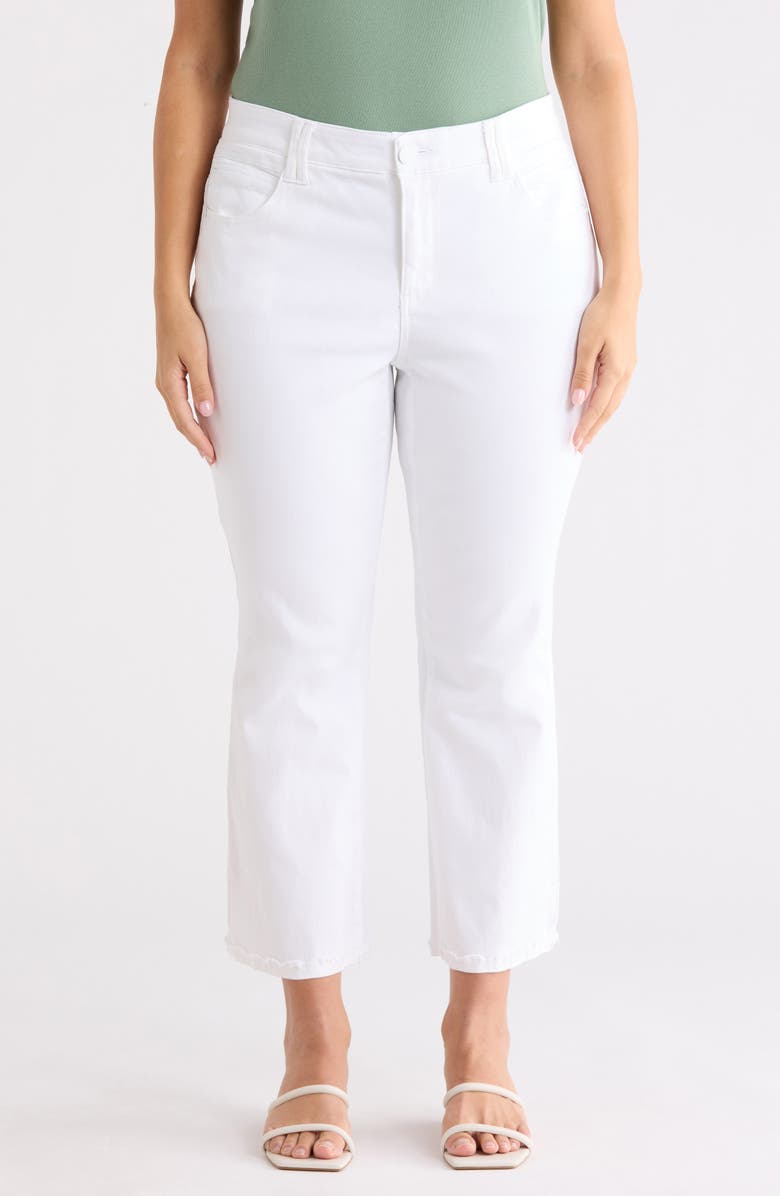 Democracy Scalloped Crop Flare Jeans, Main, color, Optic White