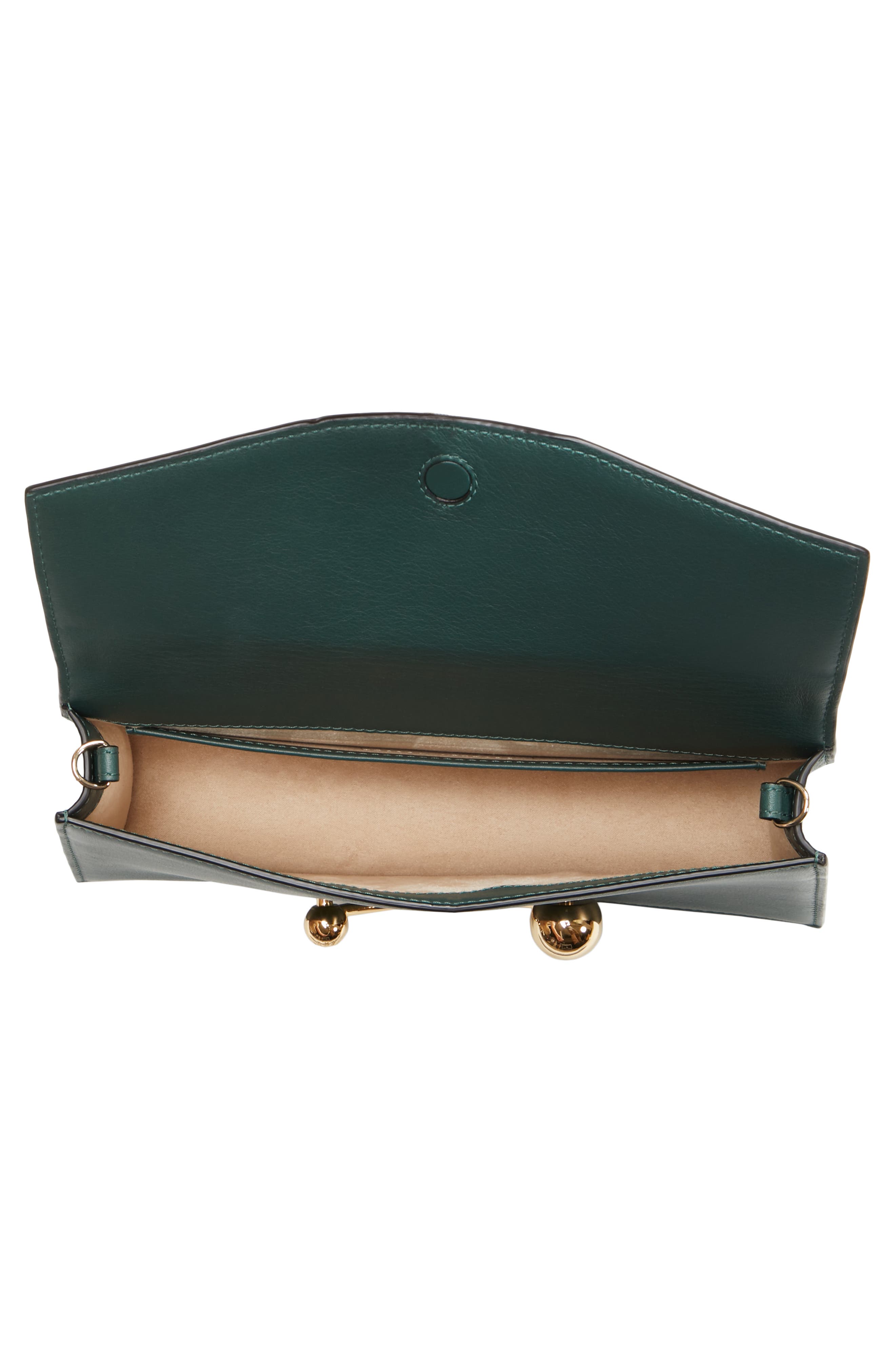 Strathberry Mini Crescent Leather Clutch, Alternate, color, Bottle Green
