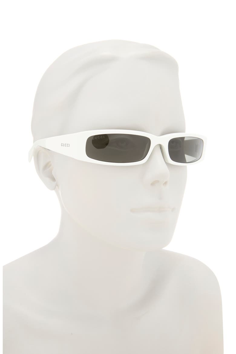 58mm Rectangular Sunglasses, Alternate, color, WHITE WHITE GREY