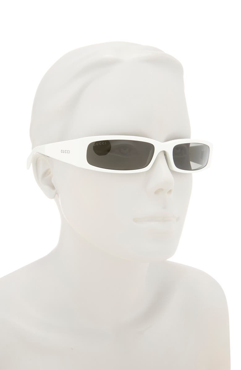 Gucci 58mm Rectangular Sunglasses, Alternate, color, White White Grey