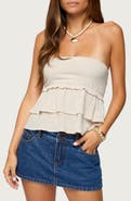 EDIKTED Strapless Peplum Top