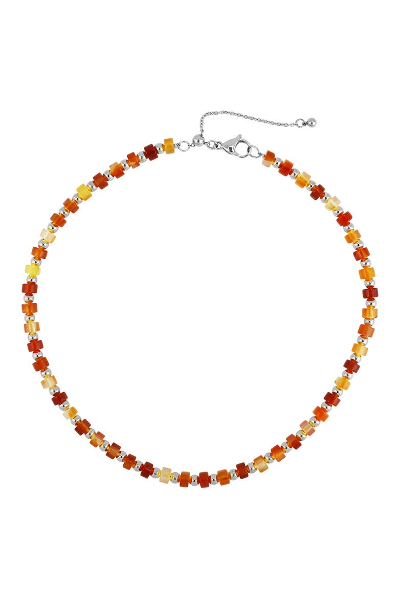 Gender Inclusive Beaded Necklace, Main, color, RED/SILVER