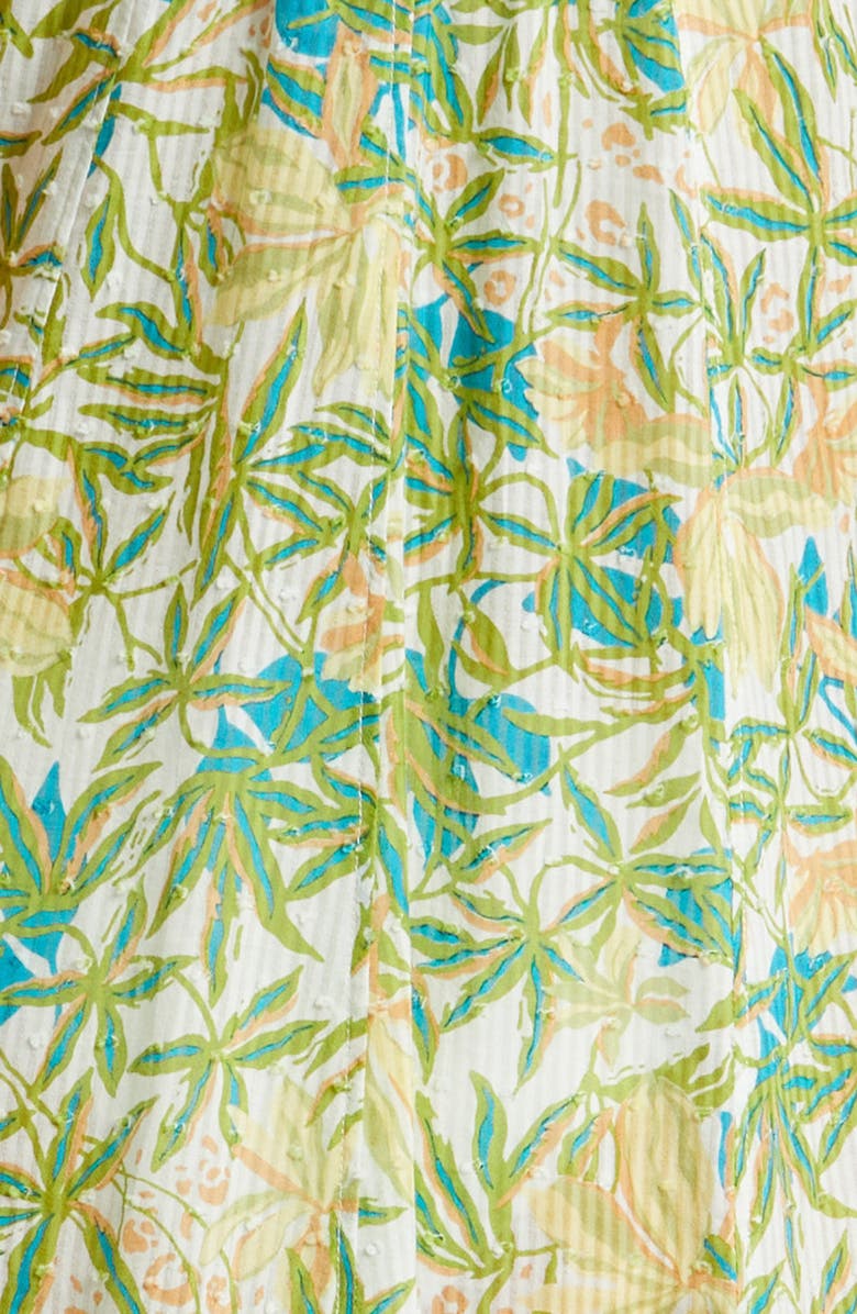 Poupette St Barth Nava Print Fringe Cover-Up Maxi Dress, Alternate, color, Green Orchid Ocn