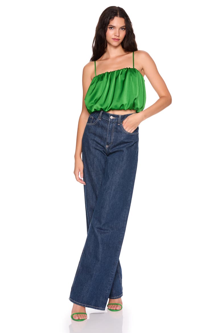 Bubble Crop Satin Camisole, Alternate, color, SHAMROCK