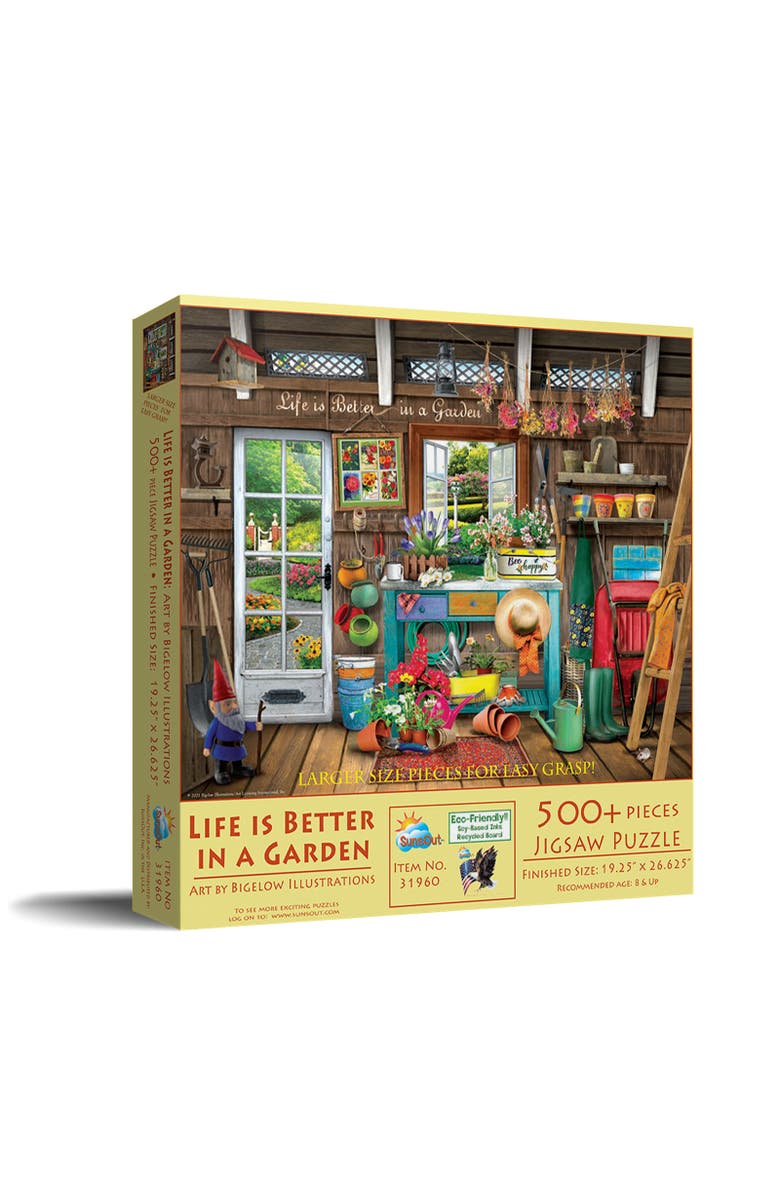 Sunsout Life is Better in a Garden 500 piece Jigsaw Puzzle for Adults Large Pieces, Main, color, Multicolor