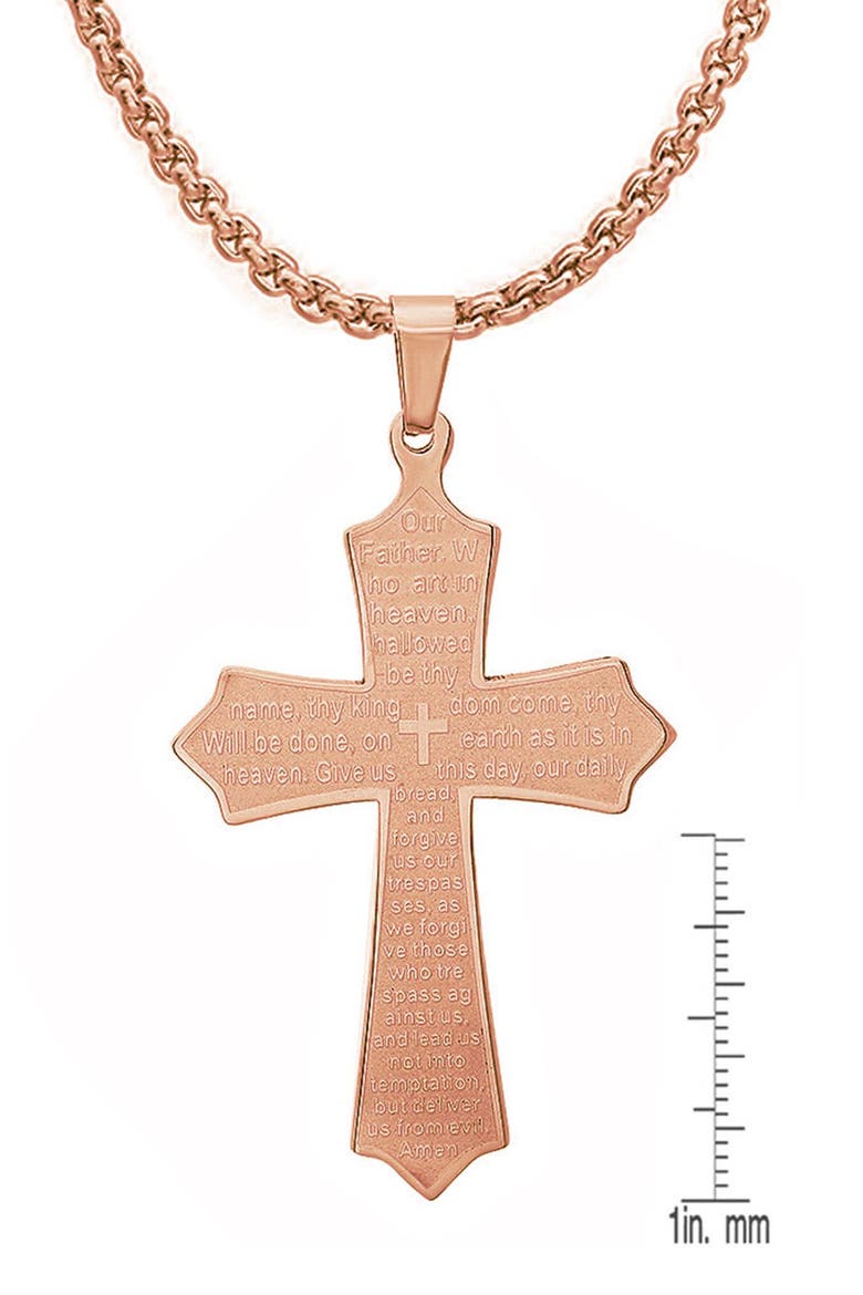 Men's Our Father Cross Pendant Necklace, Alternate, color, ROSE GOLD