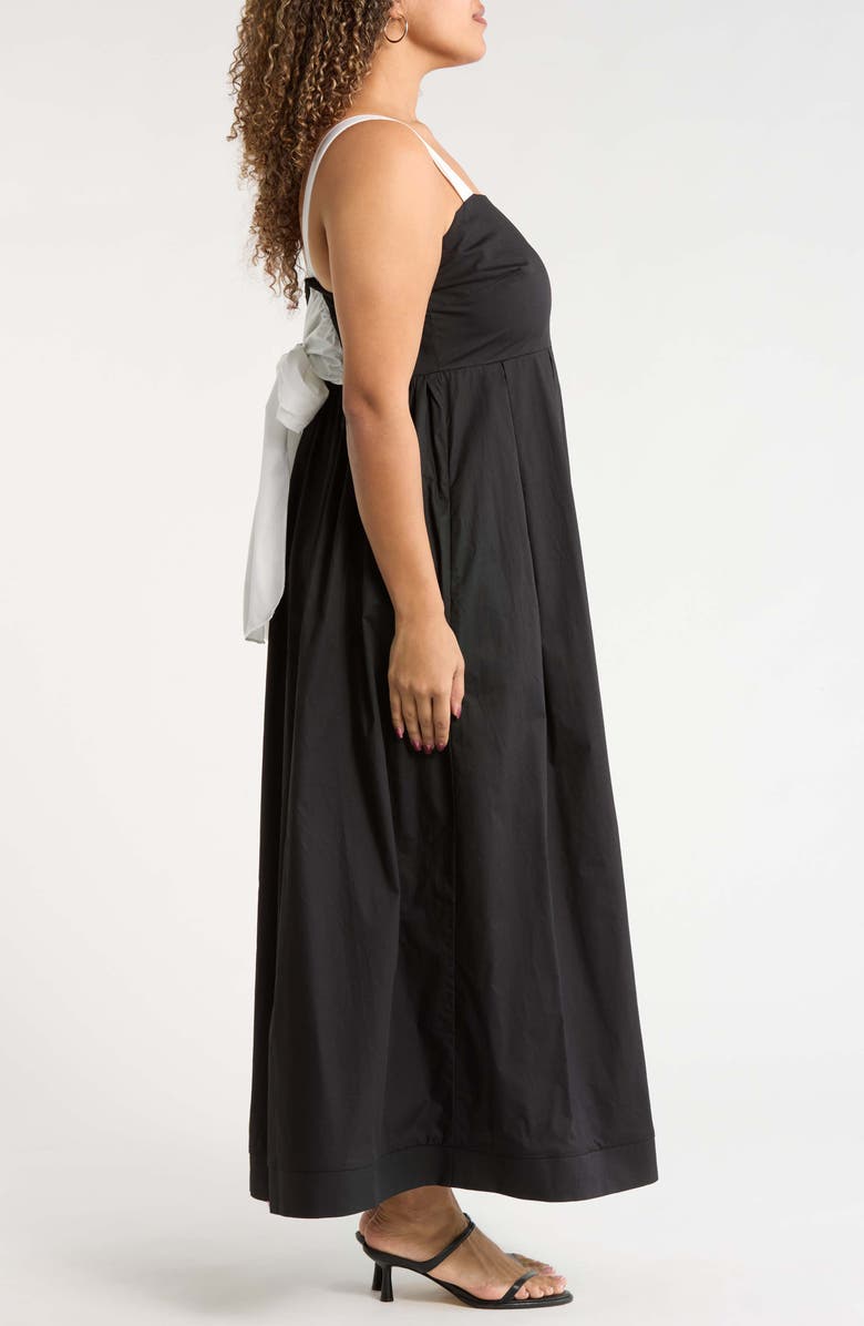 SUGARLIPS Roxy Smock Back Pleated Maxi Dress, Alternate, color, Black-White