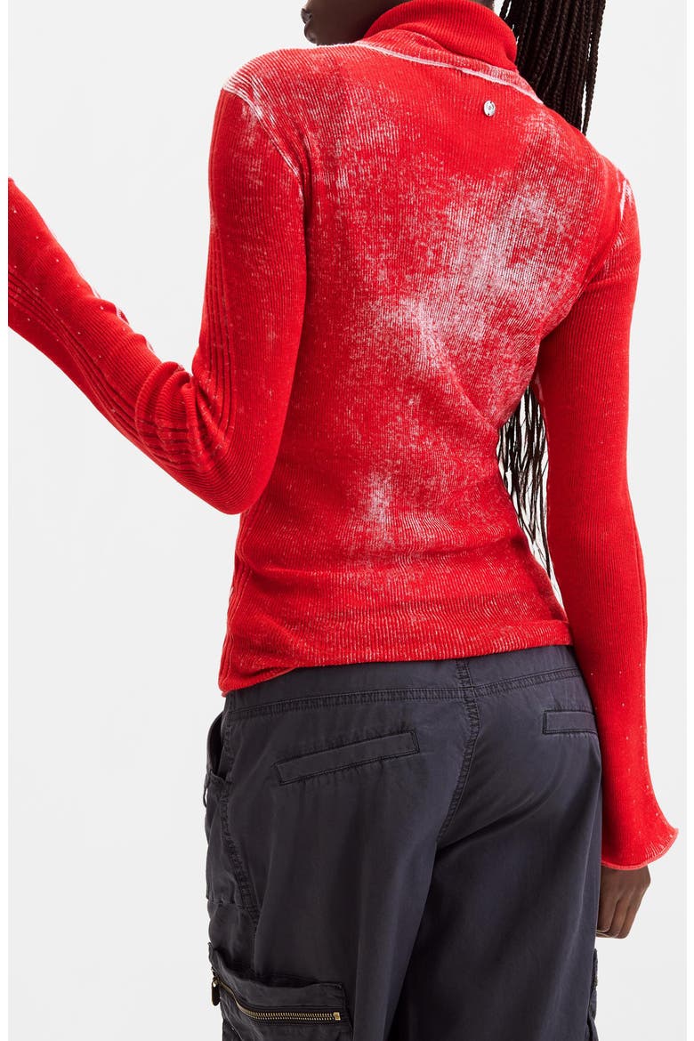 Acid Wash Ribbed Cotton Sweatshirt, Alternate, color, PINK