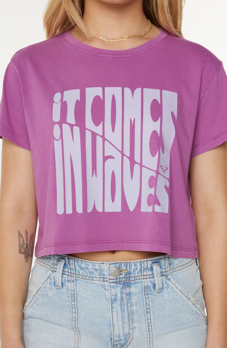 Roxy Comes in Waves Graphic Baby Tee, Alternate, color, Striking Purple Comes In Waves