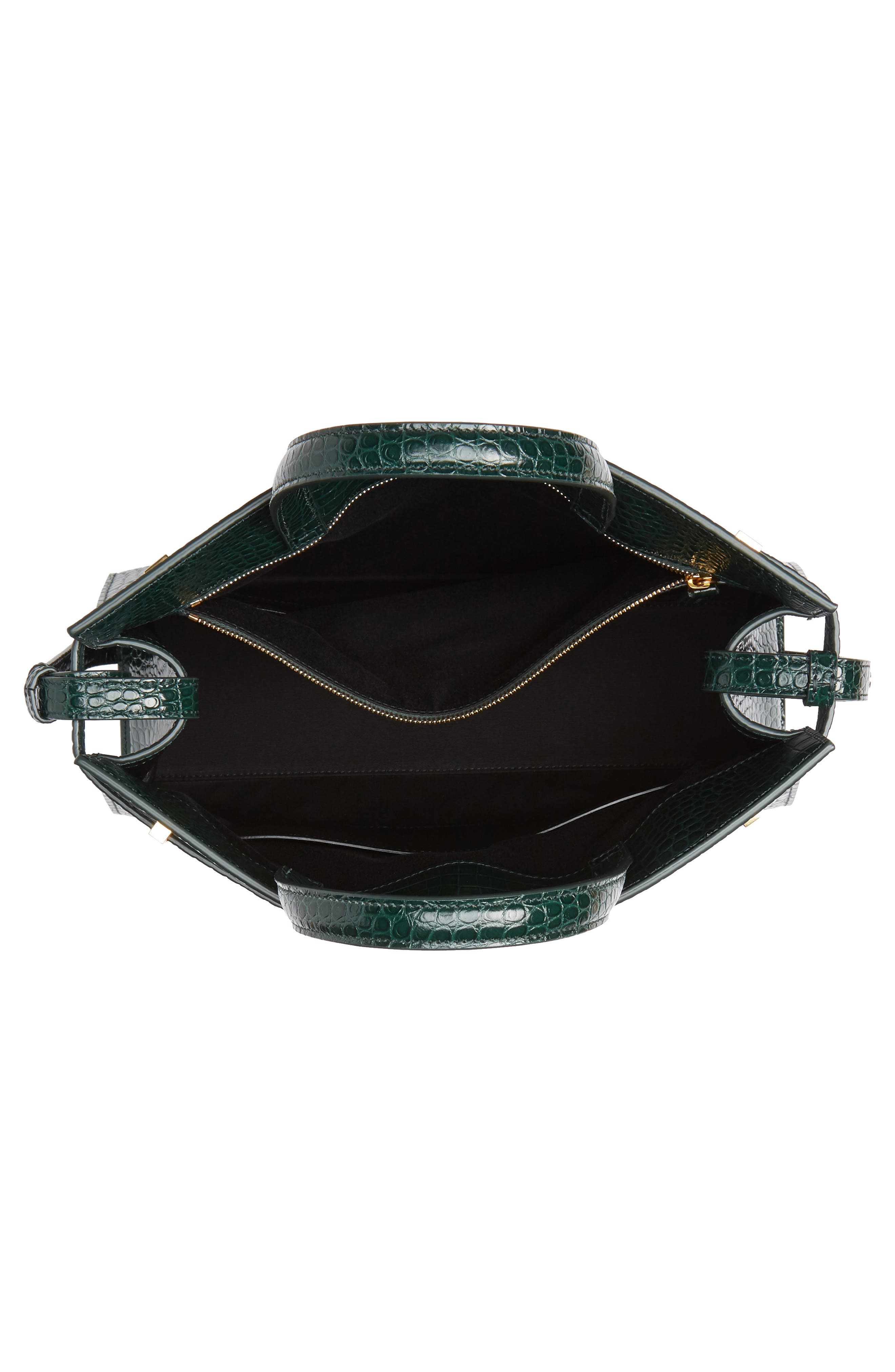 Saint Laurent Small Manhattan Croc Embossed Calfskin Satchel, Alternate, color, 