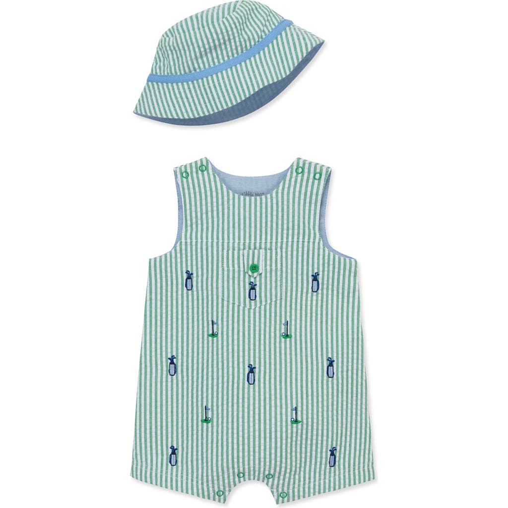 Little Me Baby Boys 2-pc. Cotton Golf Sunsuit & Bucket Hat Set In Green