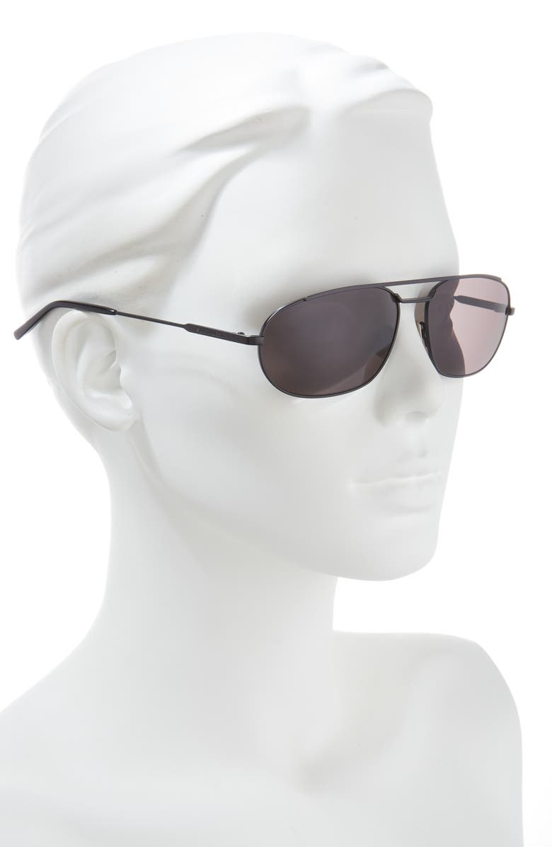 Saint Laurent 61mm Oval Sunglasses, Alternate, color, Black Black Black