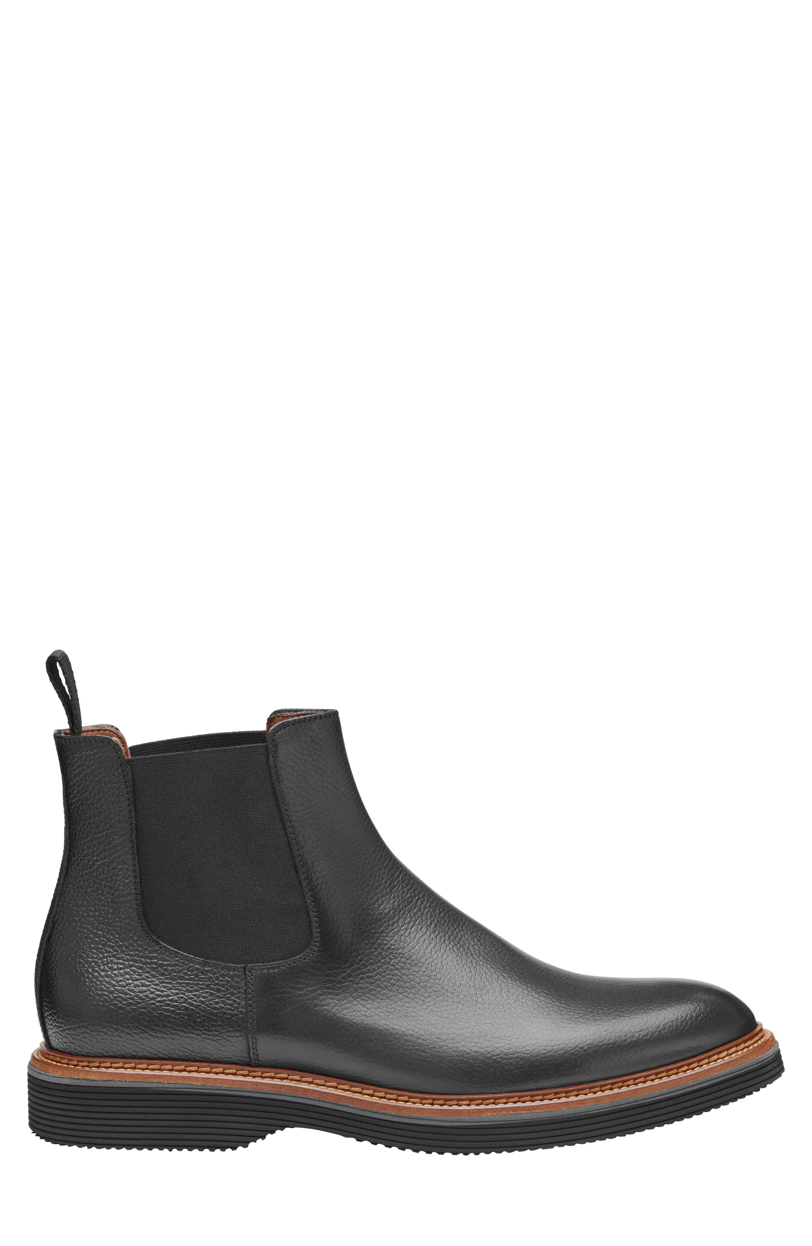 Johnston & Murphy Jenson Chelsea Boot, Alternate, color, Black Tumbled Eu Calfskin