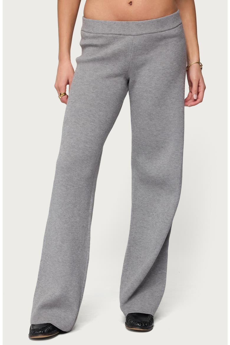 Lorie Low Rise Wide Leg Rib Knit Pants, Main, color, GRAY-MELANGE