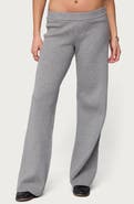 EDIKTED Lorie Low Rise Wide Leg Rib Knit Pants