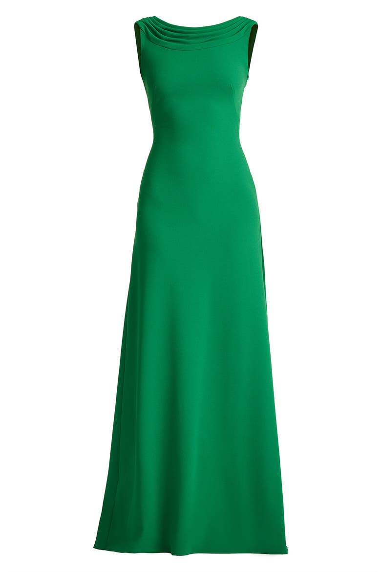 V-Back Crepe Gown, Alternate, color, BAMBOO