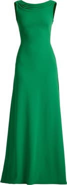 Tadashi Shoji V-Back Crepe Gown
