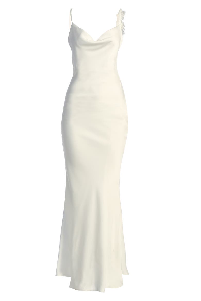 Down the Aisle Open Back Satin Gown, Alternate, color, WHITE