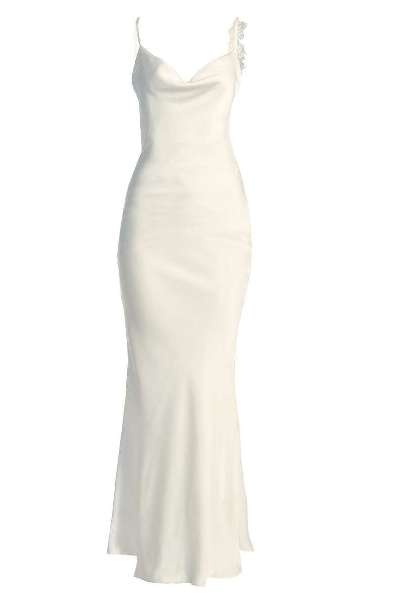 JLUXLABEL Down the Aisle Open Back Satin Gown, Alternate, color, White