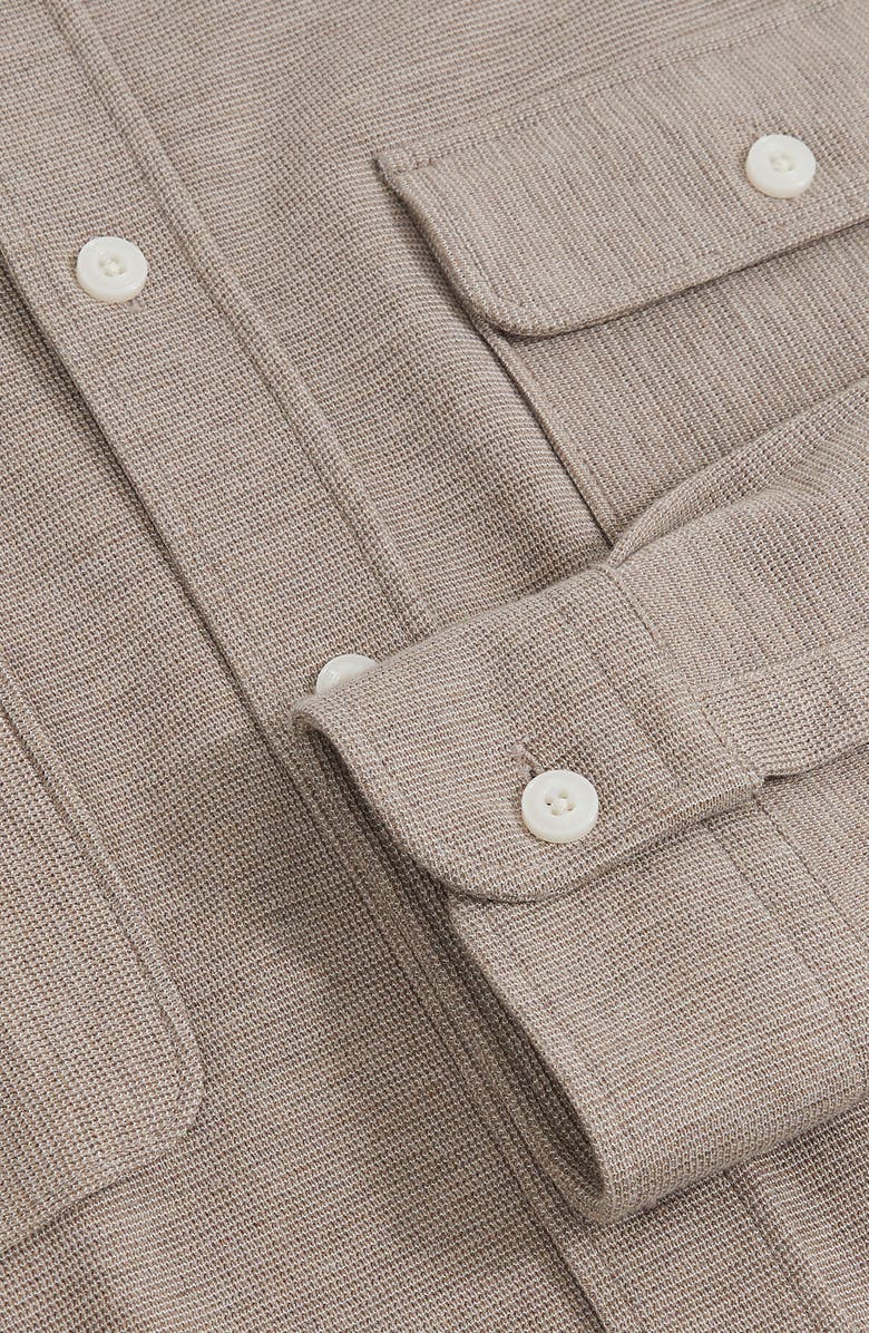 Reiss Forsithe Textured Overshirt, Alternate, color, Oatmeal Brown