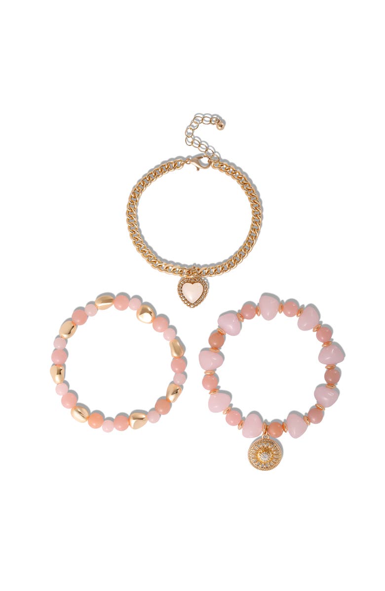 Jessica Simpson 3-Piece Charm Bracelet, Alternate, color, Pink/Gold