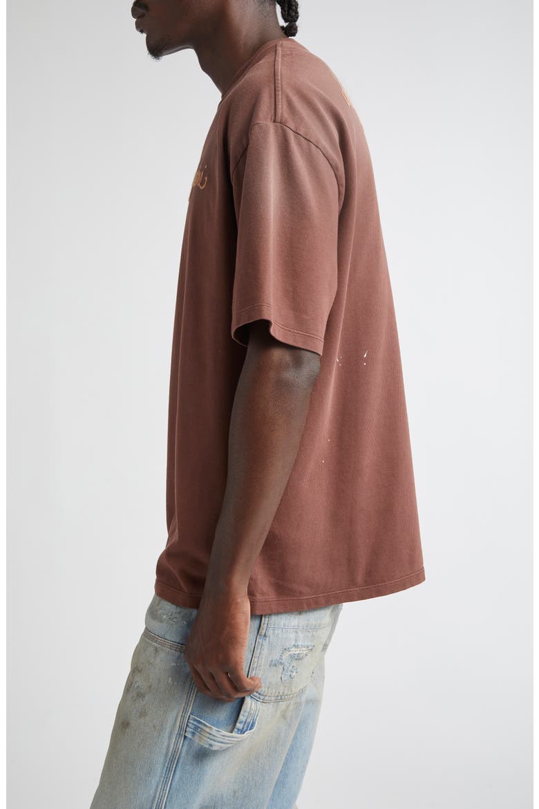 Design Studio Embroidered Paint Splatter Oversize T-Shirt, Alternate, color, WALNUT BROWN