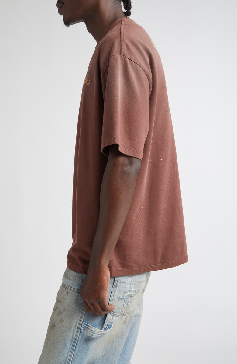 AMIRI Design Studio Embroidered Paint Splatter Oversize T-Shirt, Alternate, color, Walnut Brown