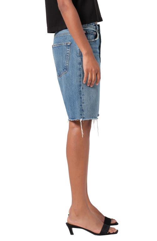 Agolde '90s Long Cutoff Denim Shorts In Ruin (md Vint Ind Cut)