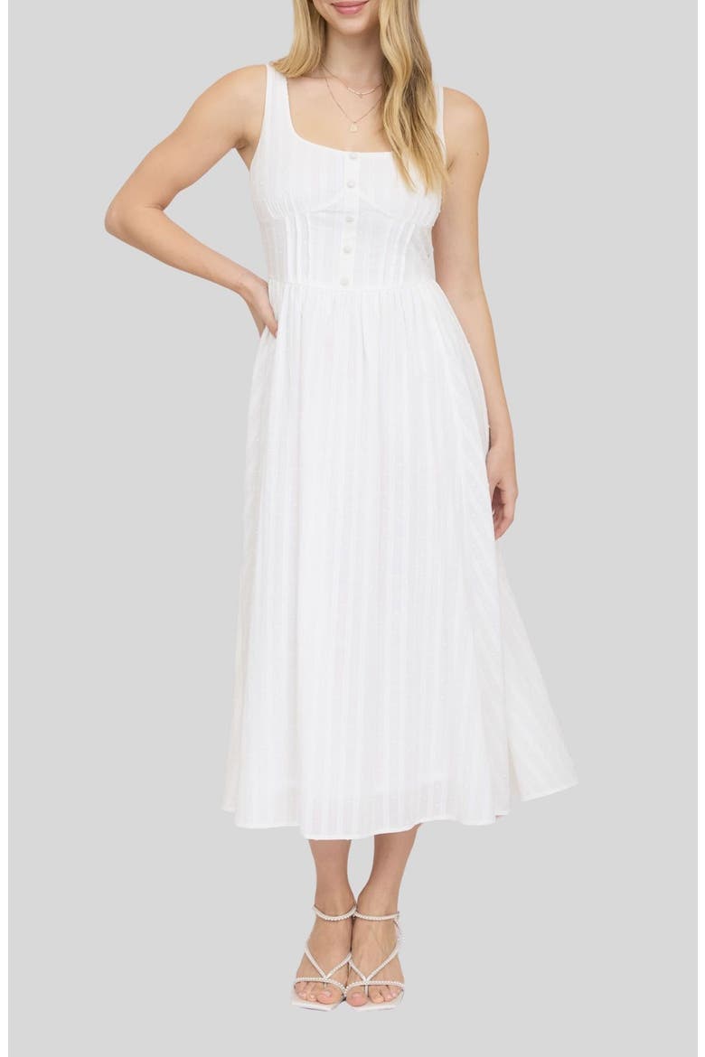 Swiss Dot Corset Midi Dress, Main, color, OFF WHITE