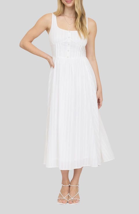 Swiss Dot Corset Midi Dress