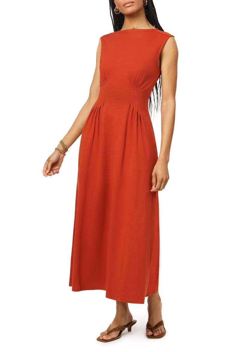 Boat Neck Sleeveless Dress, Main, color, PICANTE