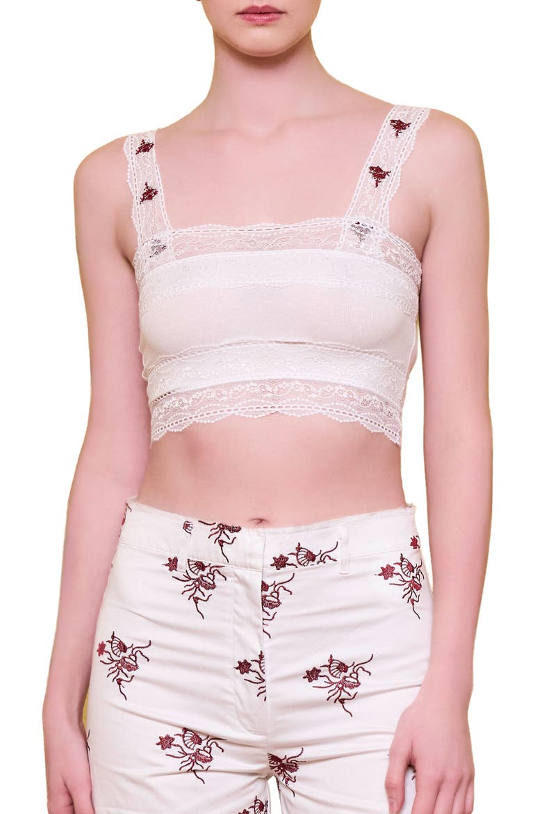The Broderie Anglaise Edit Lace Panel Bra, Alternate, color, white