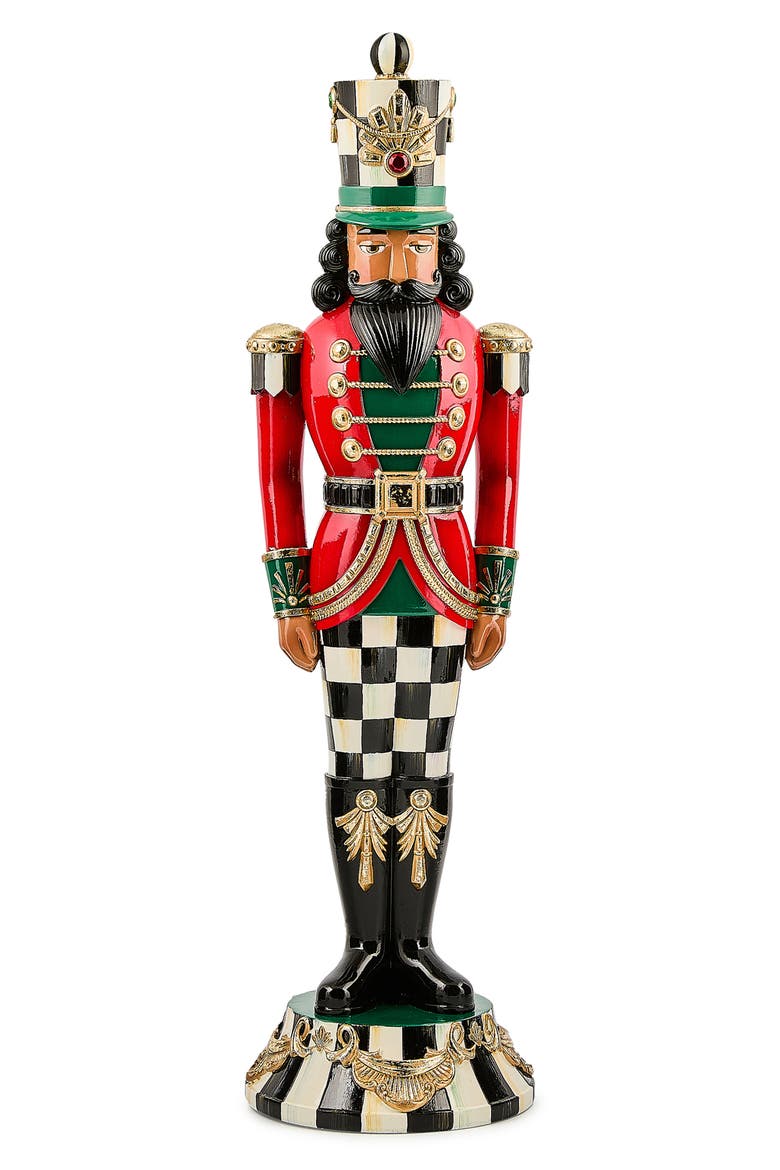 Courtly Check Nutcracker Figurine, Main, color, RED