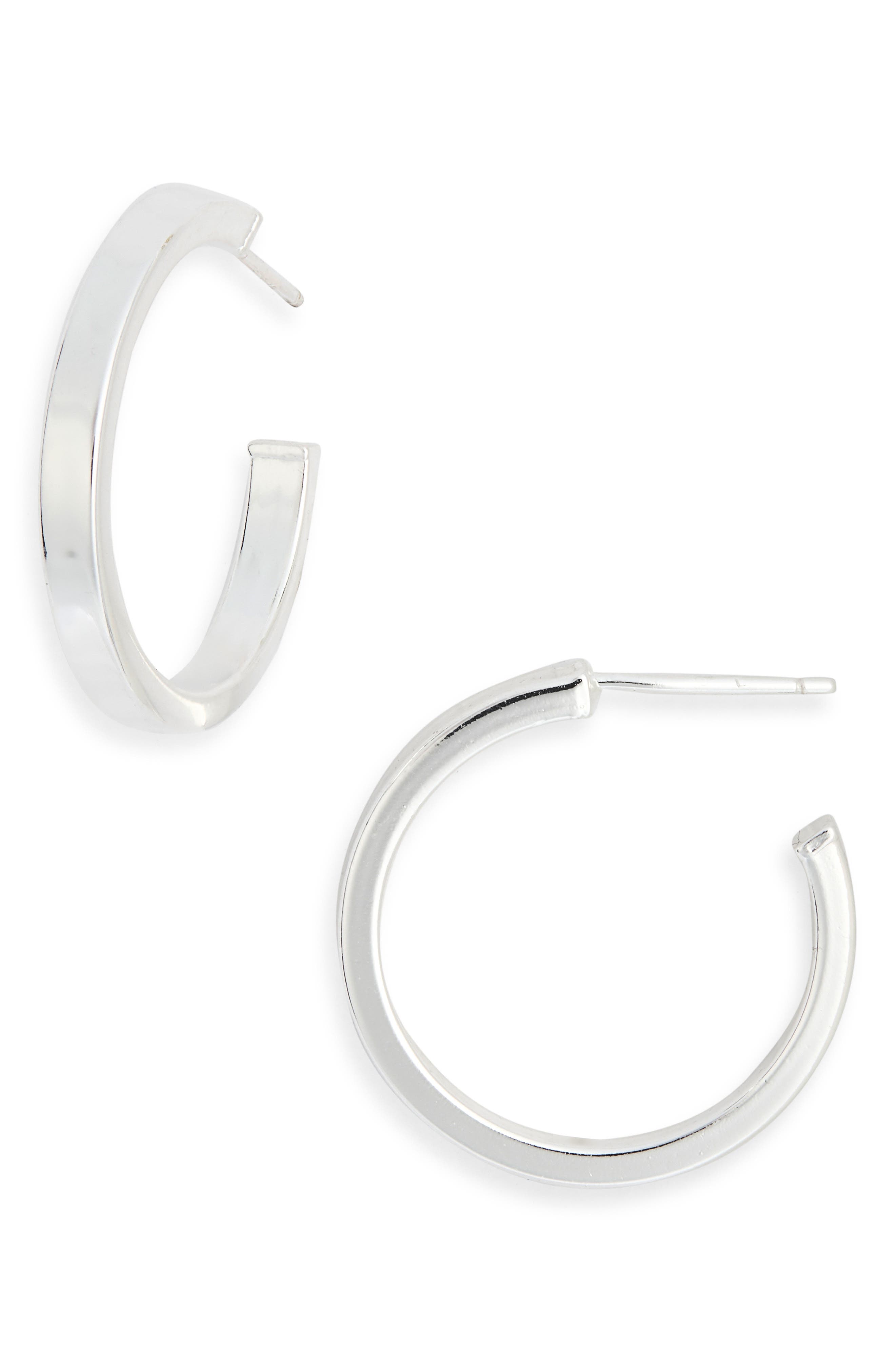 Argento Vivo Sterling Silver Sterling Silver Flat Hoop Earrings