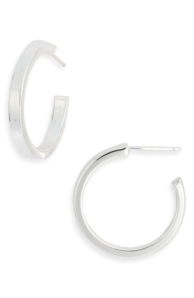 Argento Vivo Sterling Silver Sterling Silver Flat Hoop Earrings, Main, color, Silver
