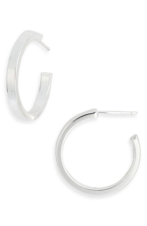 Sterling Silver Flat Hoop Earrings