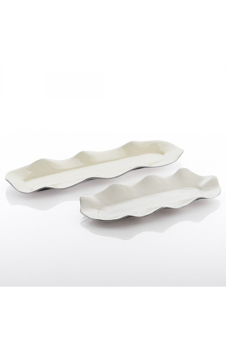 Lunares Ruffled Oyster Long Tray, Main, color, Gold