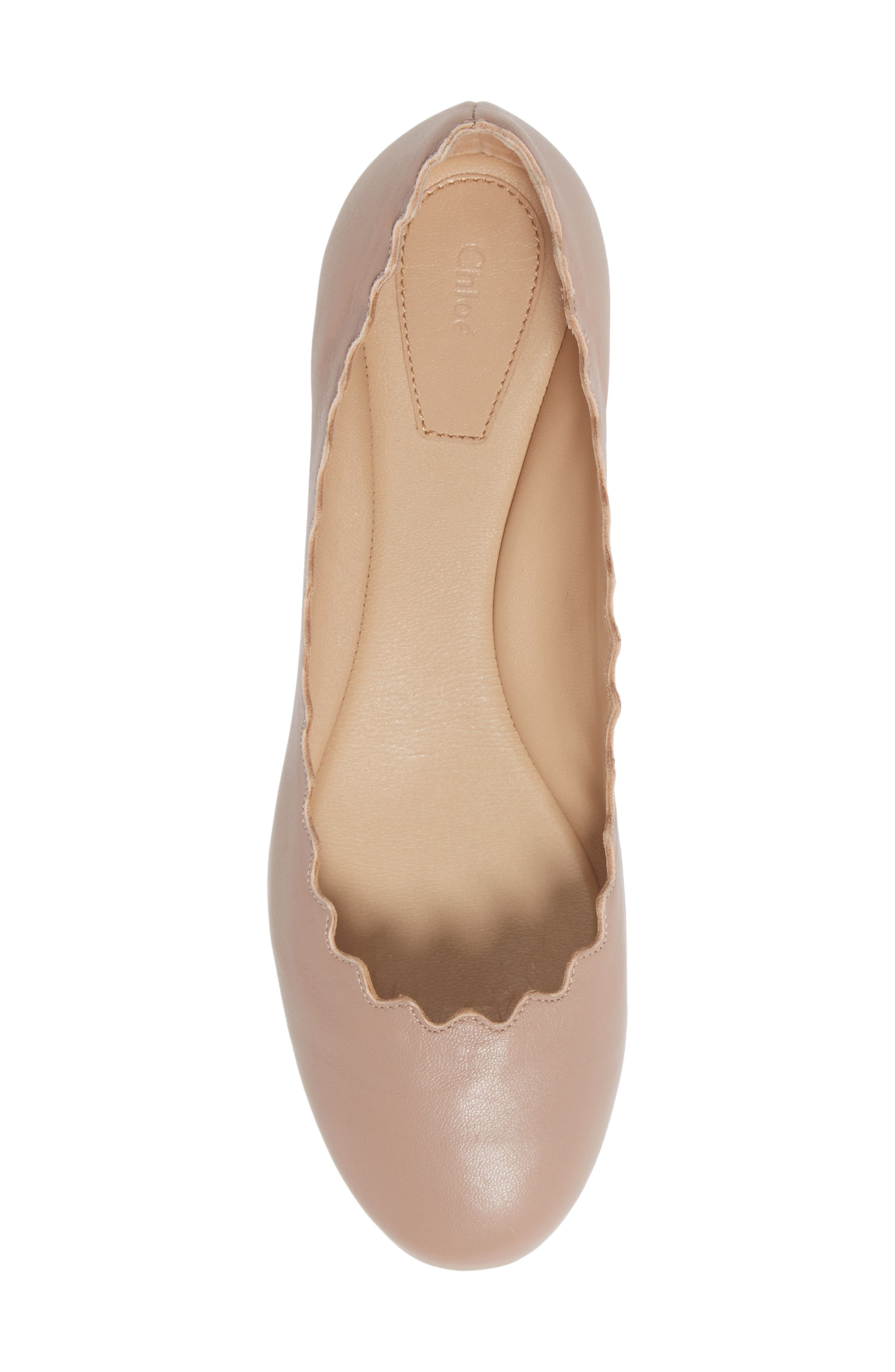 Chloé Lauren Scalloped Ballet Flat, Alternate, color, Pink Tea