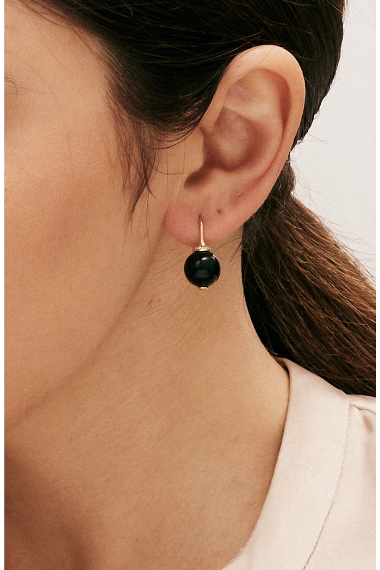 Bead Earrings, Alternate, color, Black Onyx